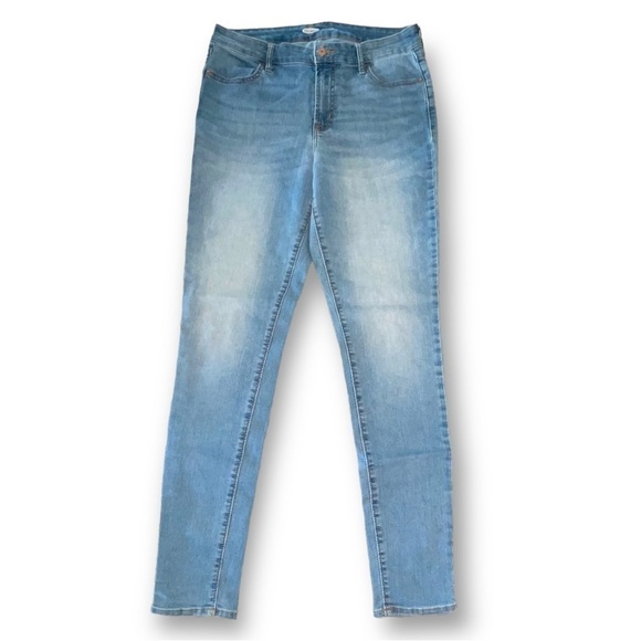 Old Navy Blue Denim Jeans Super Skinny Light Wash High Rise Size 10 Tall - Picture 2 of 5